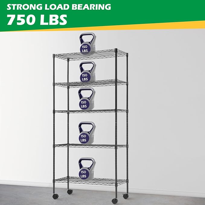 BestOffice 14"x30"x60" Commercial Storage Shelves Heavy Duty Shelving 5 Tier - Image 5