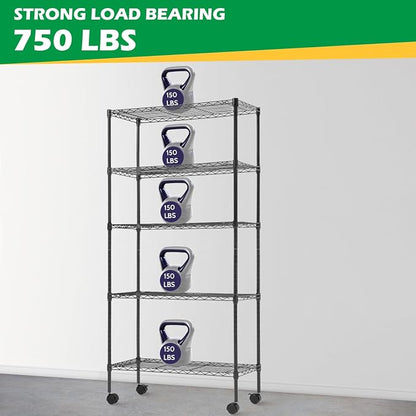 BestOffice 14"x30"x60" Commercial Storage Shelves Heavy Duty Shelving 5 Tier - Image 5