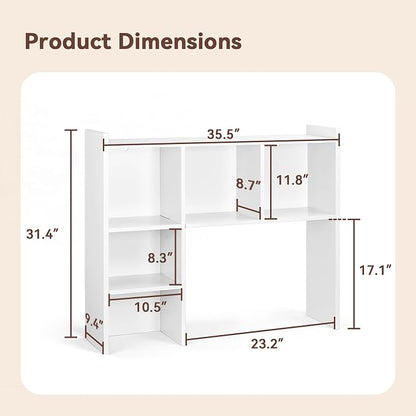 OOOK 35.5" L Dorm Desk Hutch White, Desktop Bookshelf - Image 2