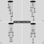 Bronze 5 Light Raindrop Chandeliers, Black Cluster Pendant Light Teardrop Dining Room Light Fixture Pendant Lights Kitchen Island, Hanging Ceiling Pendant Lighting for Entryway Living Room
