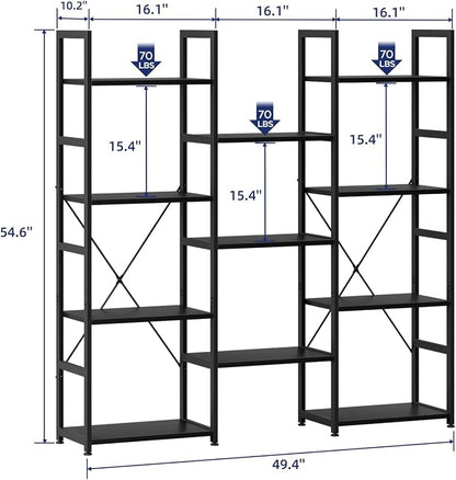 NUMENN Triple Column 4 Tier Bookshelf, Bookcase - Image 3
