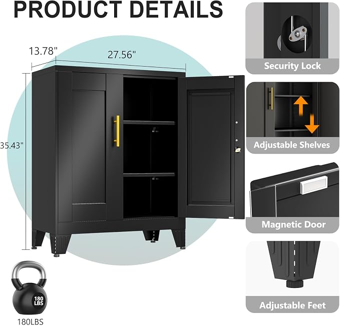 pozdeg 35.43" Metal Storage Cabinet - Image 3