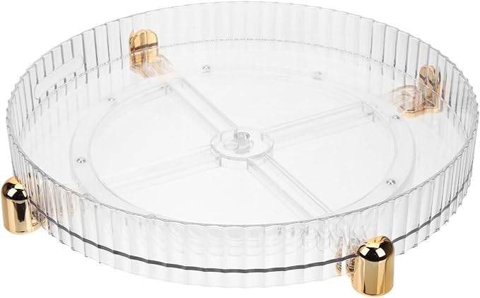 Baluue Rotating Makeup Organizer Tray Transparent Cosmetics Storage Box - Image 5