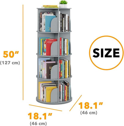 SpaceAid 4 Tier Rotating Bookshelf Tower, Spinning Bookcase Lazy Susan - Image 2