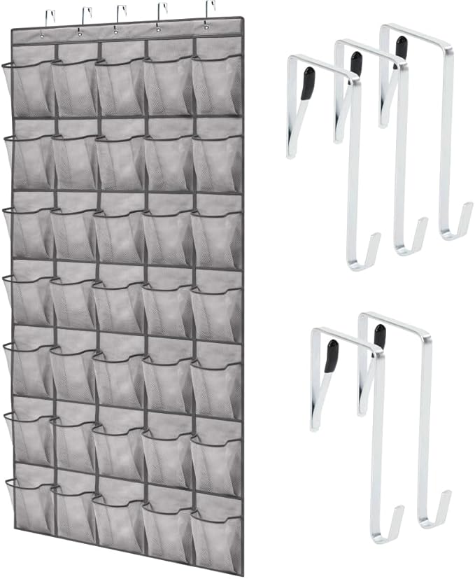 GORILLA GRIP Over the Door Shoe Organizer, 35 Large Breathable Mesh Pockets by GorillaGrip
