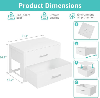 BOLUO Stackable Storage Drawers Closet Organizers and Storage Bins Fabric White - Image 3