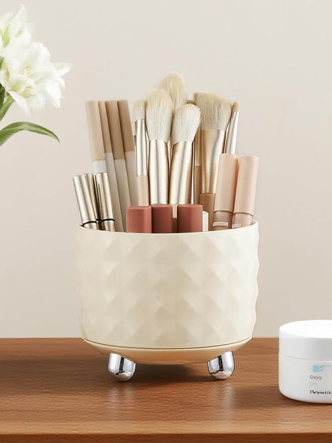 Makeup Brush Holder with 5 Slots, 360 Rotating Makeup Brush Organizer, Brushes - Image 2