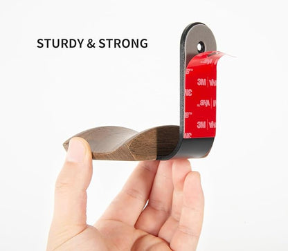 Headset Holder with 6cm Wide Walnut Headrest, Headphone Wall Mount Holder with - Image 4