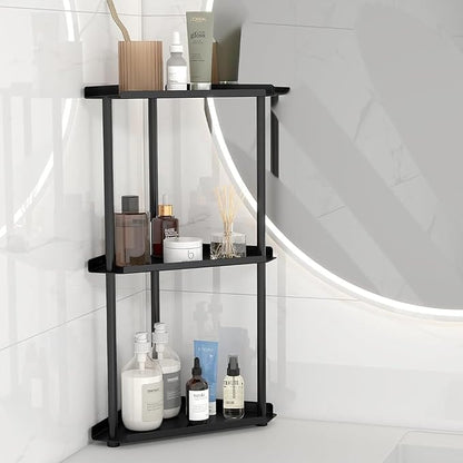 FLE Corner Bathroom Counter Organizer, 3 Tier Corner Shelf Countertop Black | 3 by FLE