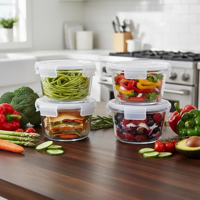 H.JSS WDJS 2 Cup Round Glass Food Storage Containers - Image 6