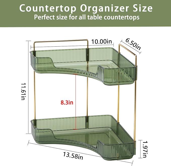 2-Tier Corner Bathroom Counter Organizer – Storage Shelf - Image 2