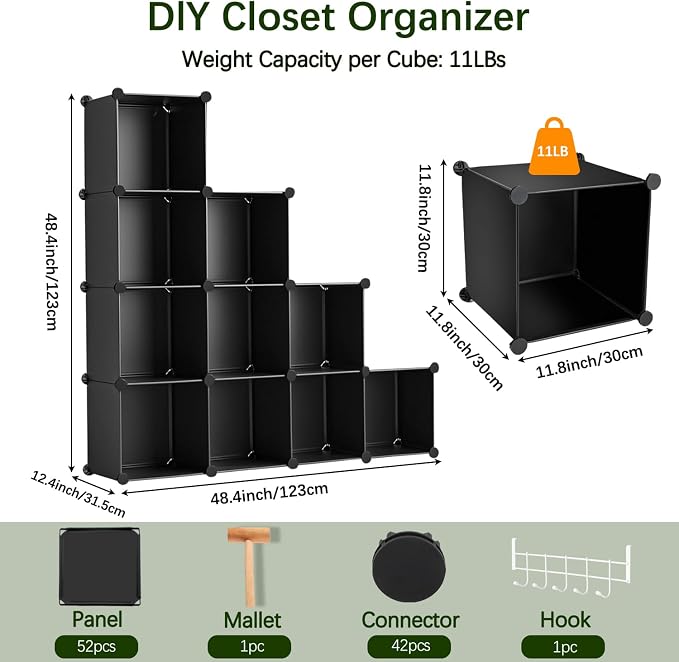 Whitmor 16 Cube Closet Organizers and Storage, Stackable Plastic Closet Shelves - Image 2