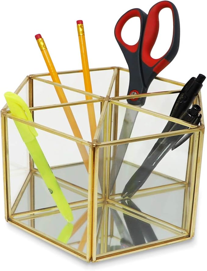 Isaac Jacobs 6-Compartment Rotating Makeup Brush Holder, 360 Degree Acrylic - Image 4