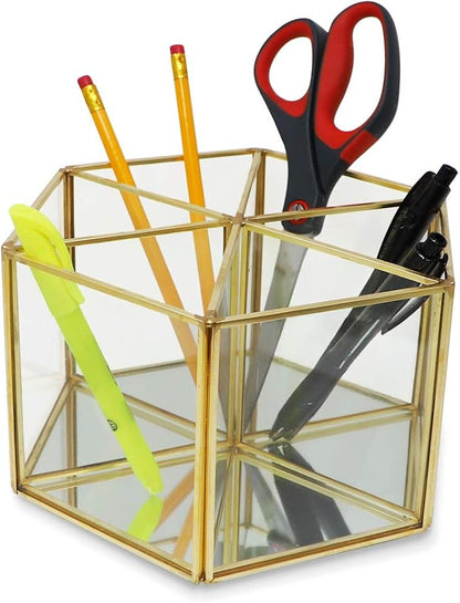 Isaac Jacobs 6-Compartment Rotating Makeup Brush Holder, 360 Degree Acrylic - Image 4