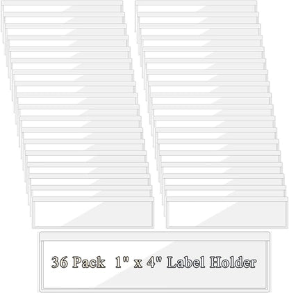 36 Pack 1.2" x 4.3" Self-Adhesive Label Holders Index Card Pockets by Antner