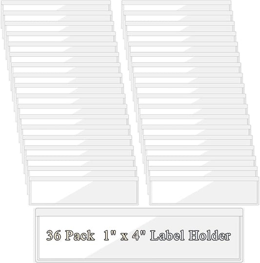 36 Pack 1.2" x 4.3" Self-Adhesive Label Holders Index Card Pockets by Antner