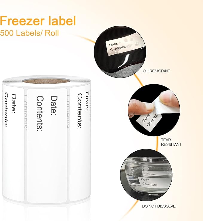 500pcs Food Labels, 1 x 3 Inch Freezer Labels Removable - Image 4