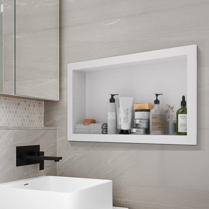 12" x 24" Stainless Steel Shower Niche, Single Waterproof Shelves, No-Tile - Image 8