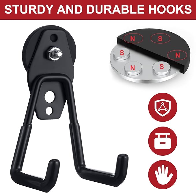 Landhoow Large Magnetic Hooks Heavy Duty Garage Magnet Hooks Strong Storage - Image 4