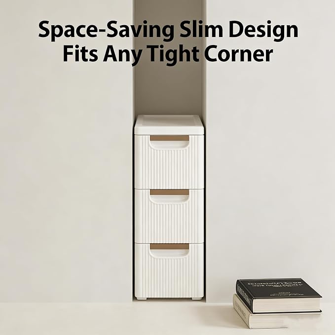 Storage Drawers on Wheels, 3-Drawer Slim Rolling Storage Cart - Image 4