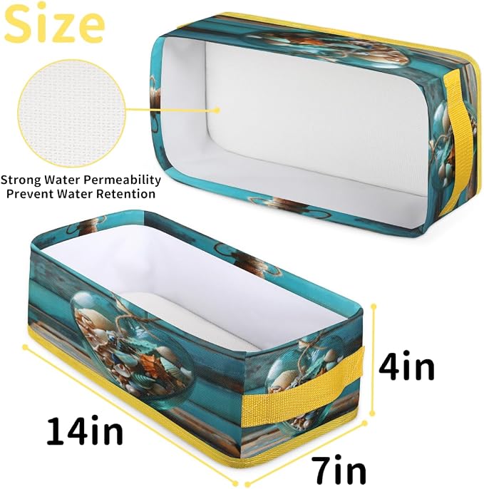Love Wish Bottle Wooden Board Bathroom Storage Basket, Foldable - Image 2