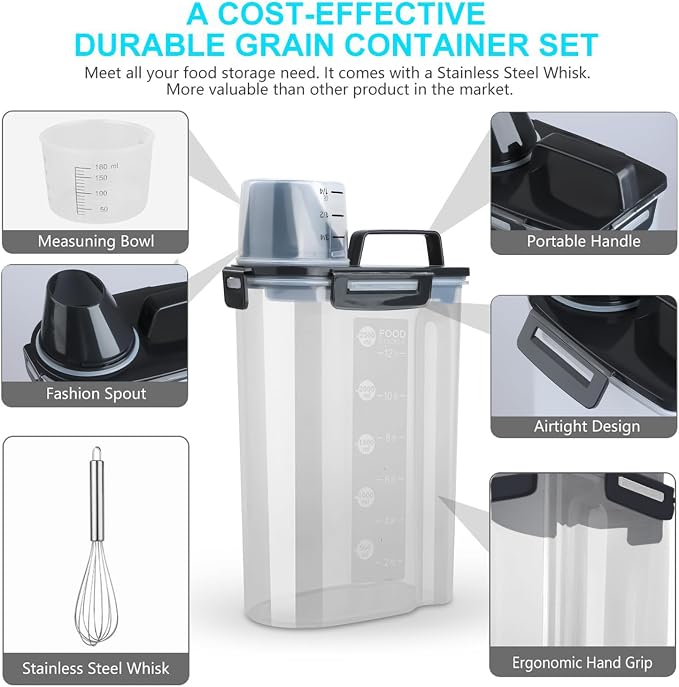 Uppetly Rice Airtight Dry Food Storage Containers, BPA Free Plastic Storage Bin - Image 3
