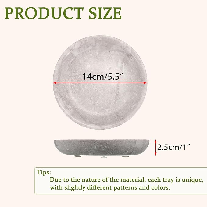 Hipiwe Small Key Bowl for Entryway Nightstand Organizer Tray Travertine - Image 3