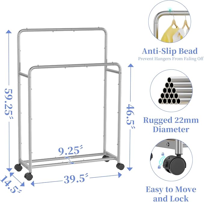 Simple Trending Clothing Clothes Rack Double Rods - Image 5