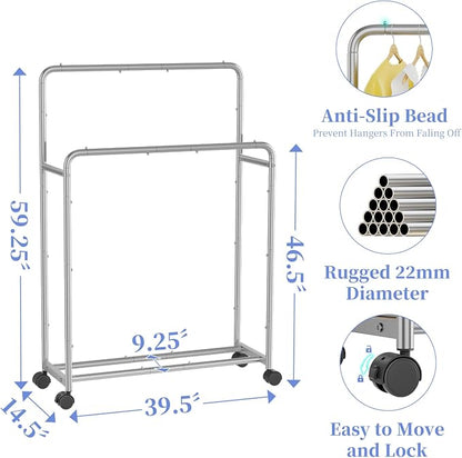 Simple Trending Clothing Clothes Rack Double Rods - Image 5