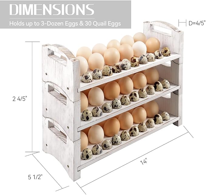 Wooden Egg Holder 3 Layer Fresh Egg Rack Holders Countertop Stackable Quail Egg - Image 2