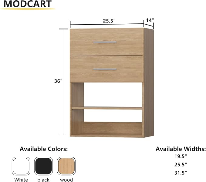 2 Drawer Short Tower Closet Unit, Modular Closet System, Wood Closet System - Image 2