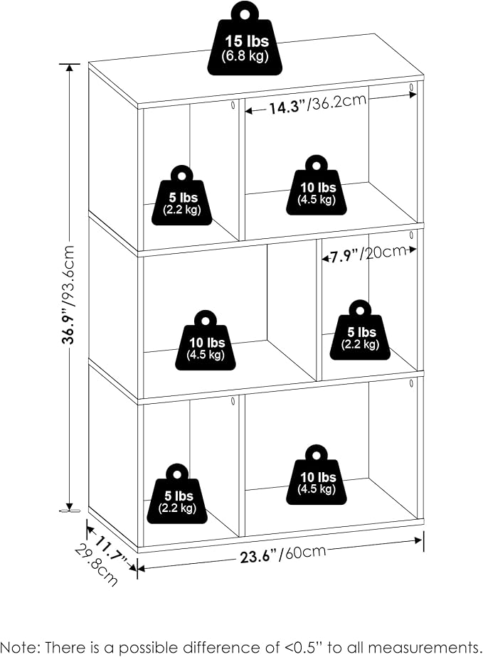 Furinno DALY Book Shelf, 6-Cube Bookshelf, Cube Storage Organizer Bookcase - Image 3