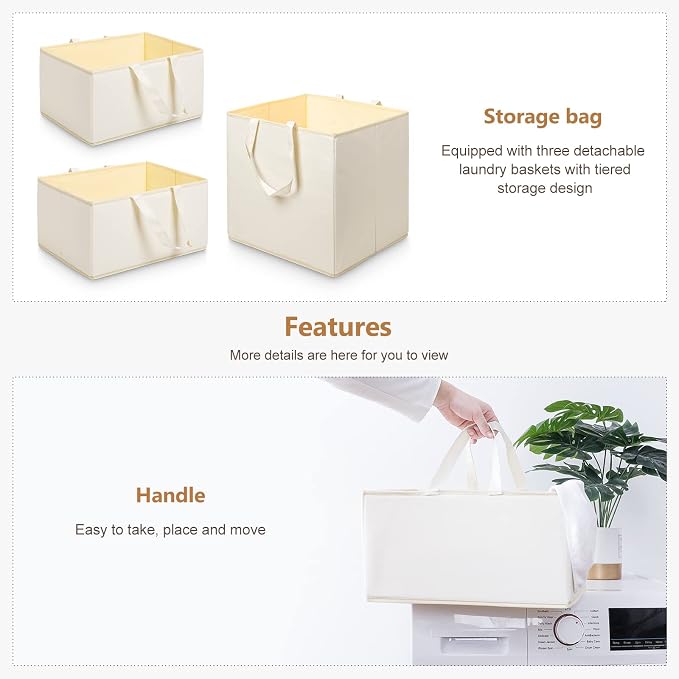 Homde Laundry Basket 3 Tier Bamboo Storage Shelf - Image 5