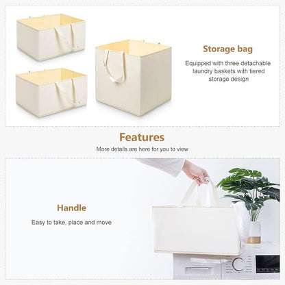 Homde Laundry Basket 3 Tier Bamboo Storage Shelf - Image 5