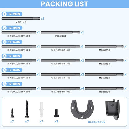 Closet Rods for Hanging Clothes, 17 to 84 Inch Stepless Adjustable Closet Rod - Image 5