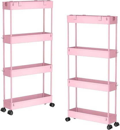 SPACELEAD 2-piece Set Slim Storage Cart 3 Tier, Bathroom Organizer Rolling by Home