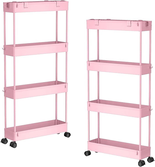 SPACELEAD 2-piece Set Slim Storage Cart 3 Tier, Bathroom Organizer Rolling by Home