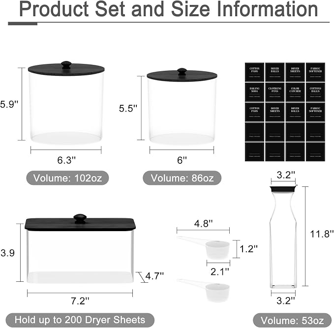 3+1 Pack Laundry Pods Containers & Dryer Sheet Holder & Laundry Detergent - Image 2