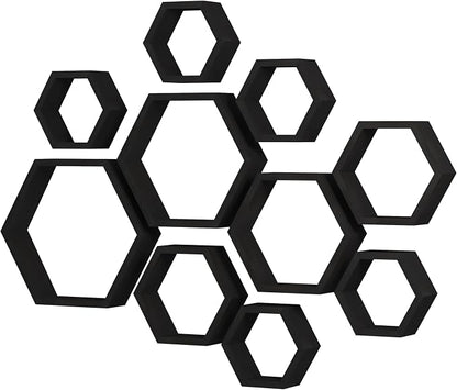 Hexagon Floating Shelves Honeycomb Wall Mounted Wood Farmhouse Storage - Image 4