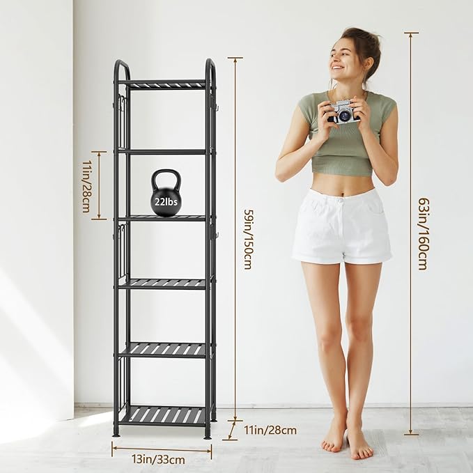 PouHenier.jh Tall Metal Narrow Skinny Shelf Unit - Image 2