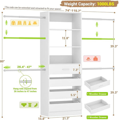 Aheaplus Closet System, 4-9Ft Closet Organizer - Image 7
