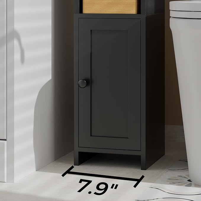 Homhedy Small Bathroom Storage Cabinet, Narrow Toilet Paper Cabinet | Corner - Image 8