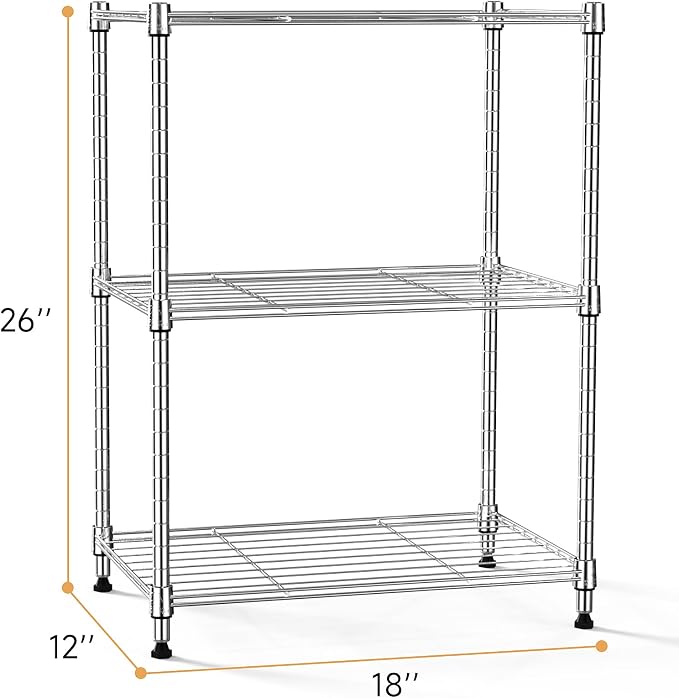 IZEUK 3 Tier Shelf, Heavy Duty Steel Wire Shelving Unit - Image 3