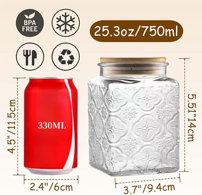 ANSQU 25.3 FL OZ Square Glass Jar, Glass Storage Canister - Image 2