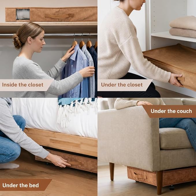 Premium Under Bed Storage with Wheels, Low Profile Rolling Storage Box in Vegan - Image 5