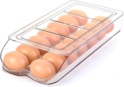 Egg Holder for Fridge, Automatic Rolling Egg Container for Refrigerator by RoskDeewat