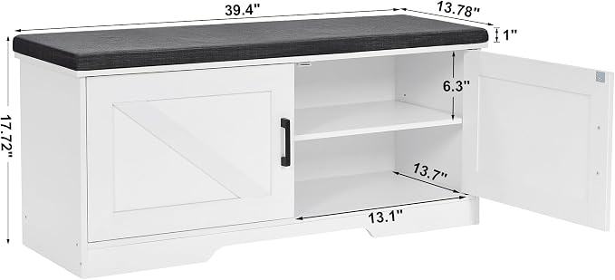 HOMSHO Farmhouse Shoe Storage Bench - Image 3