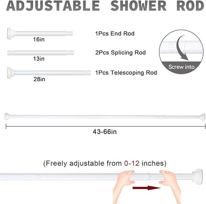 Thestoa Shower Curtain Rod Adjustable 43-66 inch, Anti-Rust Non-Slip Shower Rod - Image 5
