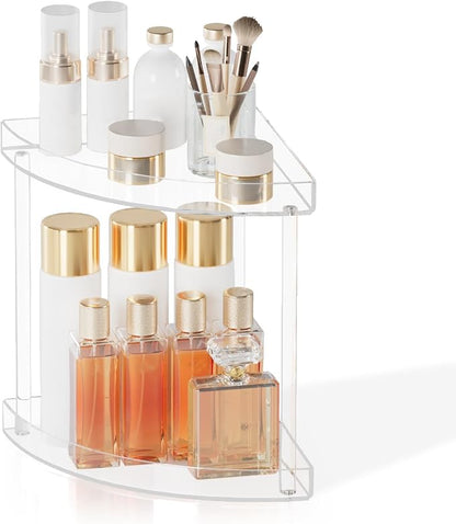 Bathroom Counter Organizer Countertop 2 Tier Storage Acrylic Corner Makeup - Image 8