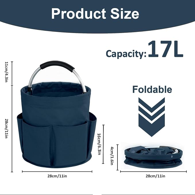 17L Cleaning Caddy with Handle, Cleaning Supplies Organizer, Foldable Storage - Image 4